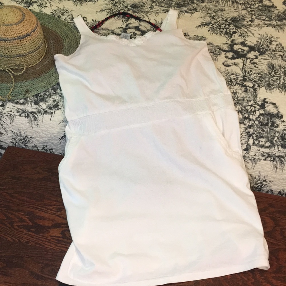 Vintage white cotton Sports dress/ Beach cover